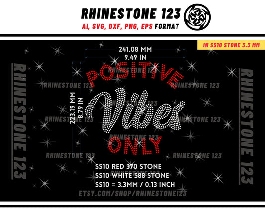 POSITIVE VIBES Only Rhinestone Template for Cricut rhinestone template material rhinestone 10ss Instant Download File ai svg png cdr dxf eps