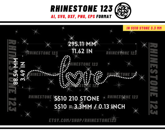 WRITING LOVE Rhinestone Template for Cricut rhinestone template material rhinestone 10ss Instant Download File ai svg png cdr dxf eps