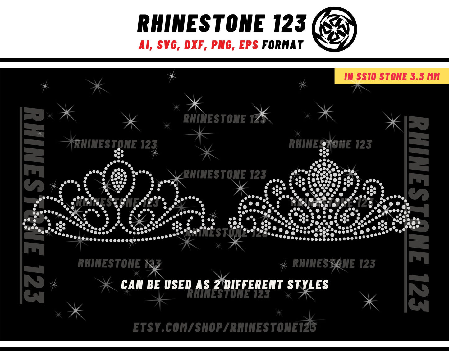 TIARA rhinestone template PRINCESS Crown Svg Rhinestone Template for Cricut rhinestone template material png dxf eps Instant Download File