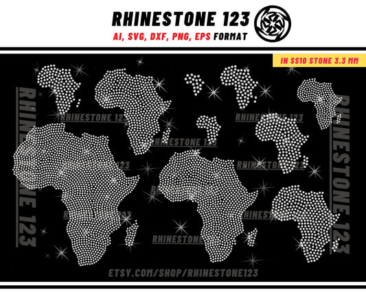 AFRICA MAP Rhinestone Template for Cricut Black History Month svg rhinestone 10ss Instant Download File ai svg png cdr dxf eps