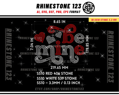 BE MINE SVG Rhinestone Template for Cricut rhinestone template material rhinestone 10ss Instant Download File