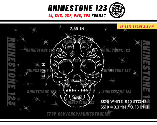 Sugar Skull Rhinestone Template for Cricut rhinestone template material rhinestone 10ss Instant Download File ai svg png cdr dxf eps