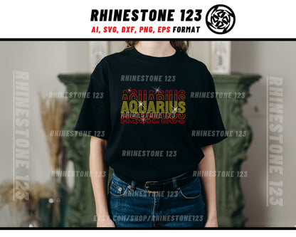 Tiled AQUARIUS RHINESTONE template, Zodiac Sign svg, Rhinestone Template for Tshirts, rhinestone template material ss10, rhinestone projects