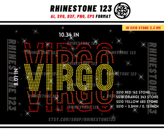 Tiled VIRGO RHINESTONE template, Zodiac Sign svg, Rhinestone Template for Tshirts, rhinestone template material ss10, rhinestone projects