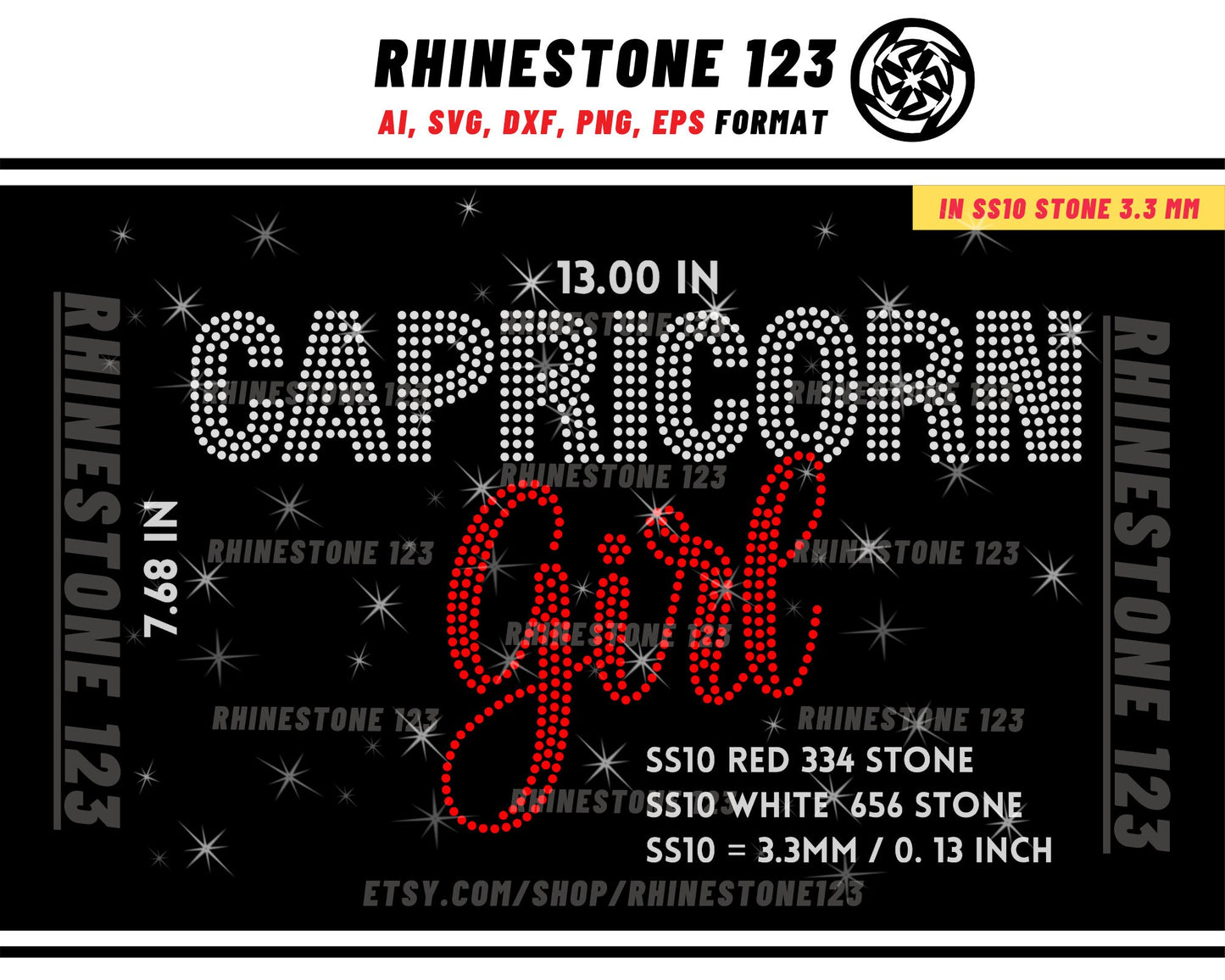 CAPRICORN RHINESTONE template, Zodiac Sign svg, Rhinestone Template for Tshirts, rhinestone template material, rhinestone ss10s