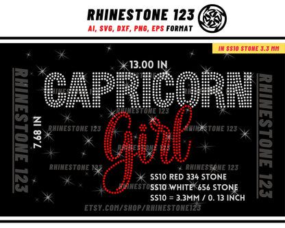 CAPRICORN RHINESTONE template, Zodiac Sign svg, Rhinestone Template for Tshirts, rhinestone template material, rhinestone ss10s