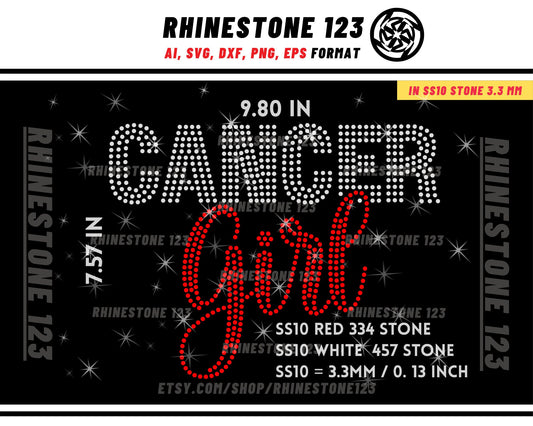 CANCER GIRL RHINESTONE template, Zodiac Sign svg, Rhinestone Template for Tshirts, rhinestone template material, rhinestone ss10