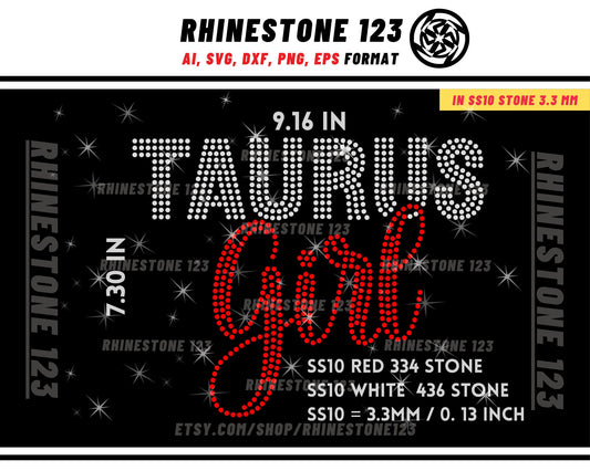 TAURUS GIRL RHINESTONE template, Zodiac Sign svg, Rhinestone Template for Tshirts, rhinestone template material rhinestone ss10