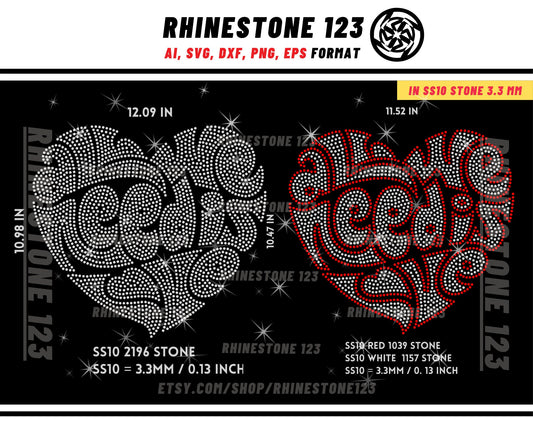 All We Need is Love Rhinestone Template for Cricut rhinestone template material rhinestone 10ss Instant Download File svg eps png dxf ai cdr