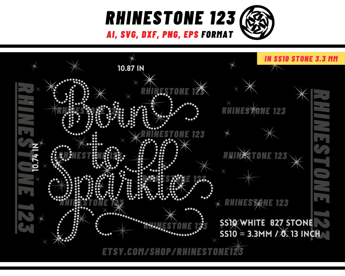 Born To Sparkle Rhinestone Template for Cricut rhinestone template material rhinestone 10ss Instant Download File svg eps png dxf ai cdr