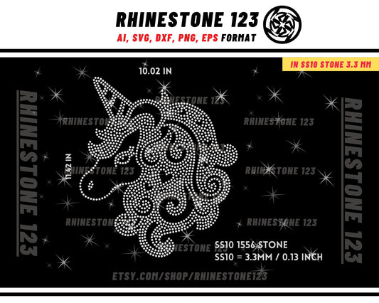 Curl Unicorn Rhinestone Template for Cricut rhinestone template material rhinestone 10ss Instant Download File svg eps png dxf ai cdr