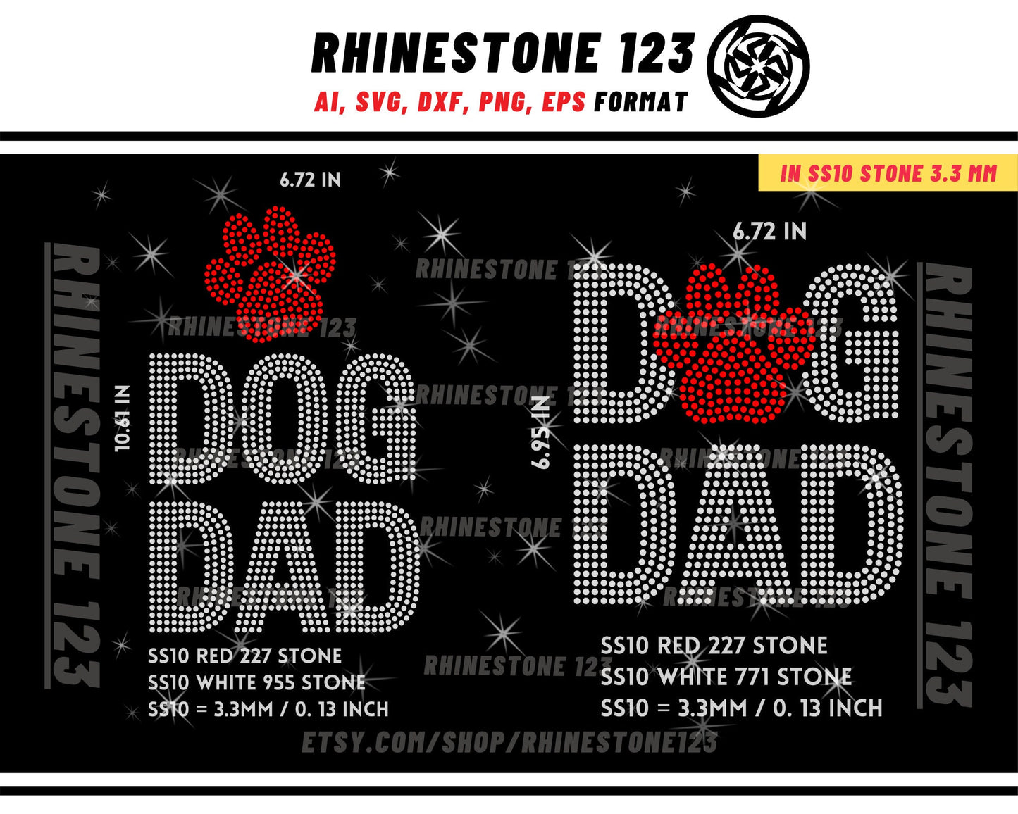 Dog Dad Rhinestone Template for Cricut rhinestone template material rhinestone 10ss Instant Download File svg eps png dxf ai cdr