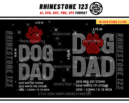 Dog Dad Rhinestone Template for Cricut rhinestone template material rhinestone 10ss Instant Download File svg eps png dxf ai cdr