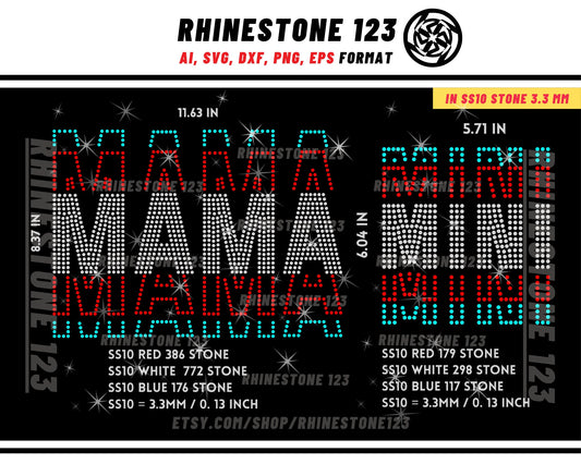 Mini Mama Rhinestone Template for Cricut rhinestone template material rhinestone 10ss Instant Download File svg eps png dxf ai cdr