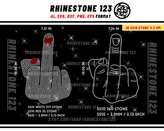 Middle Finger Rhinestone Template for Cricut rhinestone template material rhinestone 10ss Instant Download File svg eps png dxf ai cdr