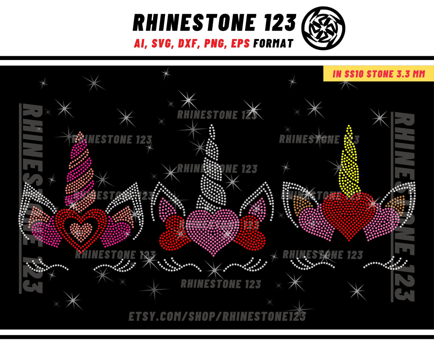 Unicorn Rhinestone Template for Cricut rhinestone template material rhinestone 10ss Instant Download File svg eps png dxf ai cdr