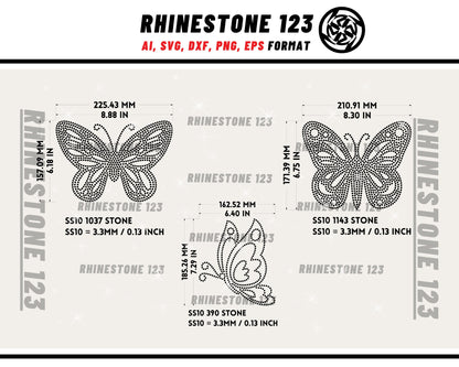 GROUP 2] 5 BUTTERFLIES RHINESTONE template svg Bundle Rhinestone Template for Cricut rhinestone template material rhinestone 10ss Download