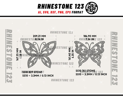 GROUP 2] 5 BUTTERFLIES RHINESTONE template svg Bundle Rhinestone Template for Cricut rhinestone template material rhinestone 10ss Download