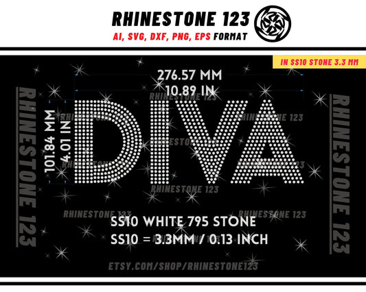 DIVA Rhinestone Template for Cricut rhinestone template material rhinestone 10ss Instant Download File ai svg png cdr dxf eps