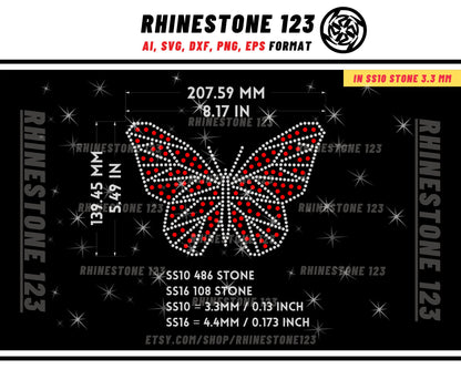 Geometric Butterfly Rhinestone Template for Cricut rhinestone template material rhinestone 10ss Instant Download File ai svg png cdr dxf eps