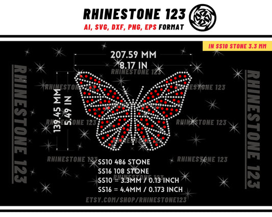 Geometric Butterfly Rhinestone Template for Cricut rhinestone template material rhinestone 10ss Instant Download File ai svg png cdr dxf eps