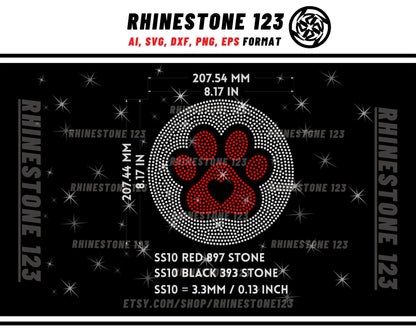 Circle Paw Rhinestone Template for Cricut rhinestone template material rhinestone 10ss Instant Download File ai svg png cdr dxf eps