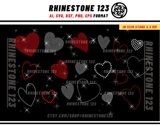 SALE=] BUNDLE HEART Rhinestone Template for Cricut rhinestone template material rhinestone 10ss Instant Download File ai svg png cdr dxf eps