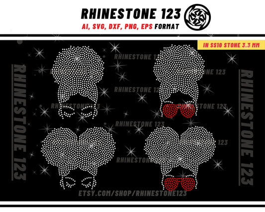 Black Girl Bun Rhinestone Templates for Cricut rhinestone template material rhinestone 10ss Instant Download File ai svg png cdr dxf eps