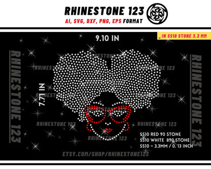 Black Afro Girl Rhinestone Templates for Cricut rhinestone template material rhinestone 10ss Instant Download File ai svg png cdr dxf eps