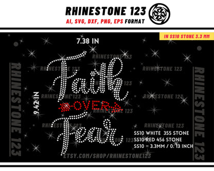 Faith Over Fear Rhinestone Templates for Cricut rhinestone template material rhinestone 10ss Instant Download File ai svg png cdr dxf eps