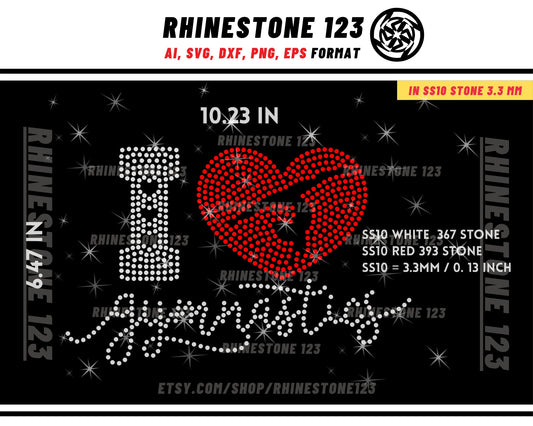 I Love Gymnastics Rhinestone Templates for Cricut rhinestone template material rhinestone SS10 Instant Download File ai svg png cdr dxf eps