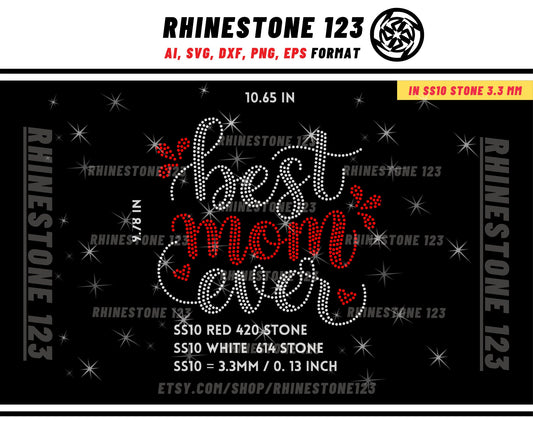 BEST MOM EVER Rhinestone Template for Cricut rhinestone template material rhinestone 10ss Instant Download File ai svg png cdr dxf eps