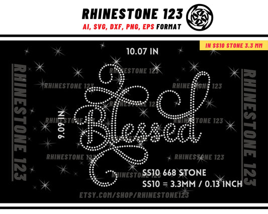 BLESSED Rhinestone Template for Cricut rhinestone template material rhinestone 10ss Instant Download File ai svg png cdr dxf eps