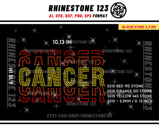 Tiled CANCER RHINESTONE template, Zodiac Sign svg, Rhinestone Template for Tshirts, rhinestone template material ss10, rhinestone projects