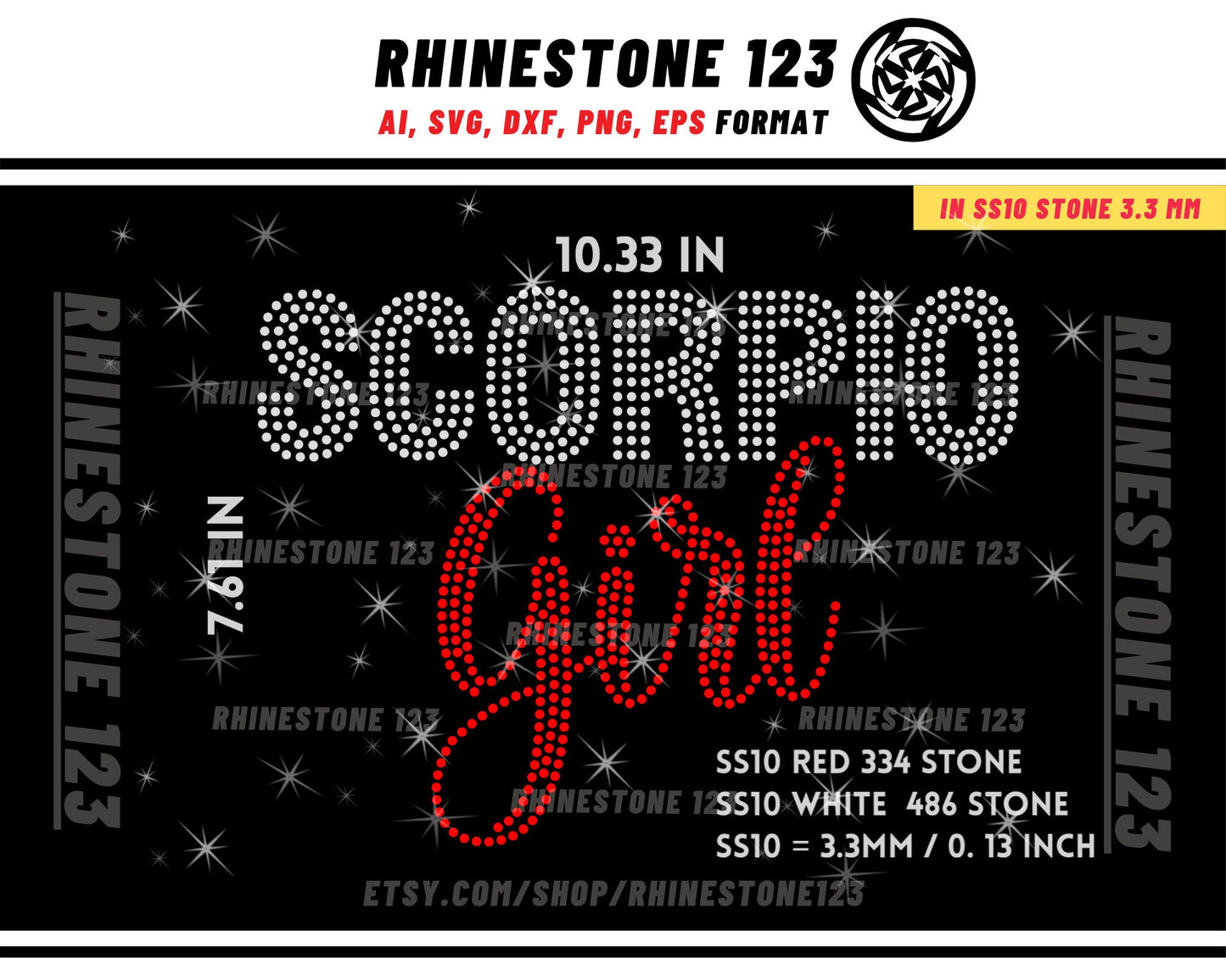 SCORPIO GIRL RHINESTONE template, Zodiac Sign svg, Rhinestone Template for Tshirts, rhinestone template material rhinestone ss10