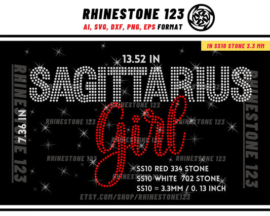 SAGITTARIUS GIRL RHINESTONE template, Zodiac Sign svg, Rhinestone Template for Tshirts, rhinestone template material Rhinestone ss10