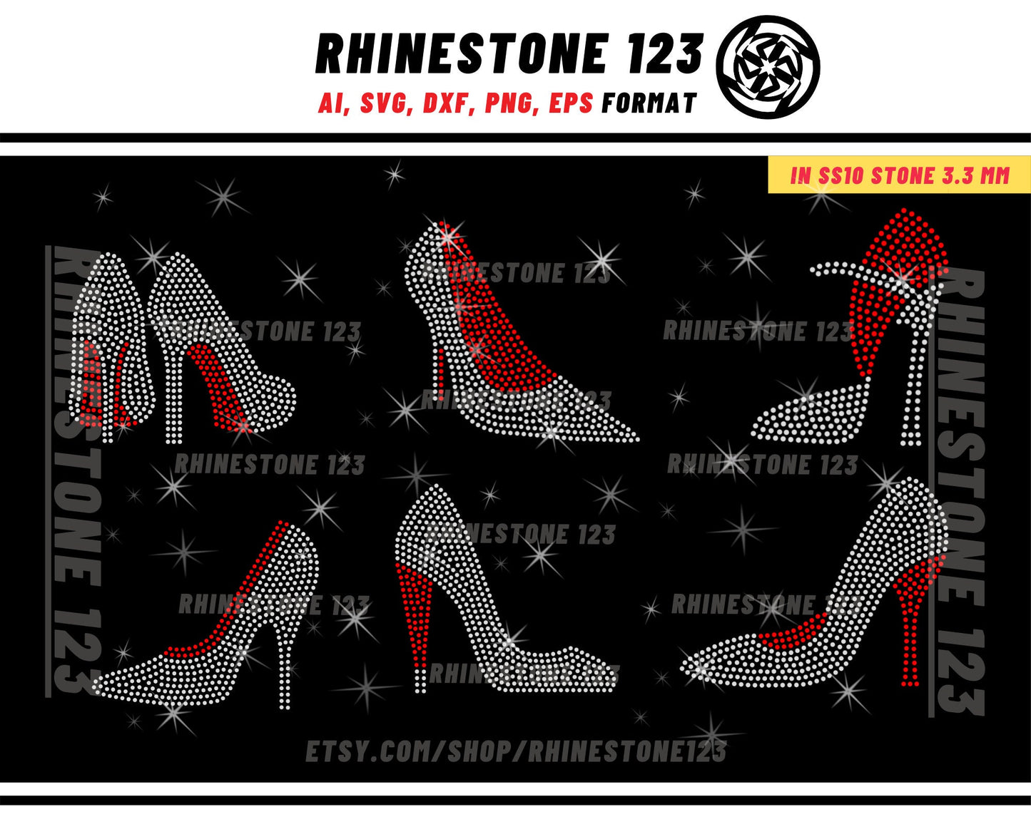 High Heel Shoe Rhinestone Template for Cricut rhinestone template material rhinestone 10ss Instant Download File svg eps png dxf ai cdr