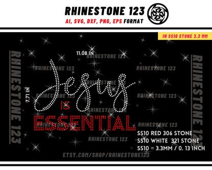 Jesus Is Essential Rhinestone Template for Cricut rhinestone template material rhinestone 10ss Instant Download File svg eps png dxf ai cdr