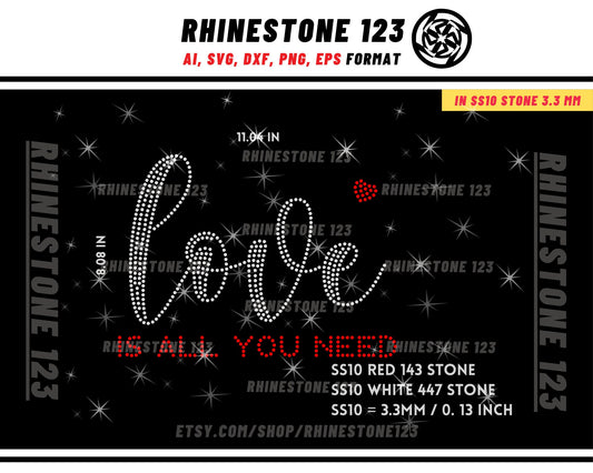 Love Is All You Need Rhinestone Template for Cricut rhinestone template material rhinestone 10ss Instant Download File svg eps png dxf ai