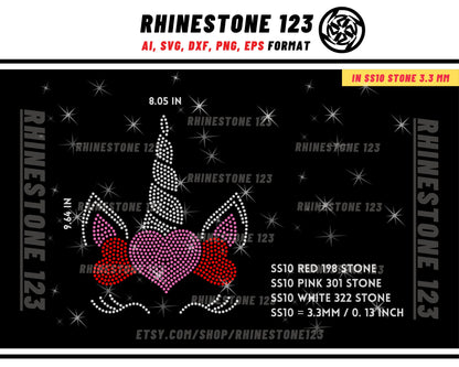 Unicorn Rhinestone Template for Cricut rhinestone template material rhinestone 10ss Instant Download File svg eps png dxf ai cdr