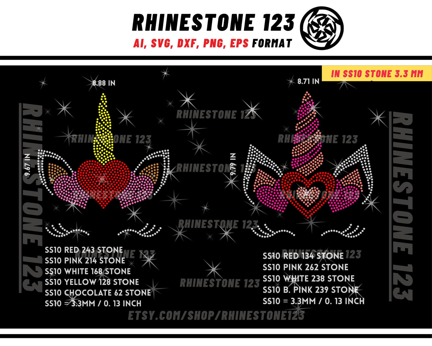 Unicorn Rhinestone Template for Cricut rhinestone template material rhinestone 10ss Instant Download File svg eps png dxf ai cdr