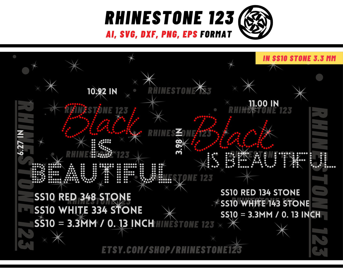 BLACK IS BEAUTIFUL Rhinestone Template for Cricut rhinestone template material rhinestone 10ss Instant Download File ai svg png cdr dxf eps