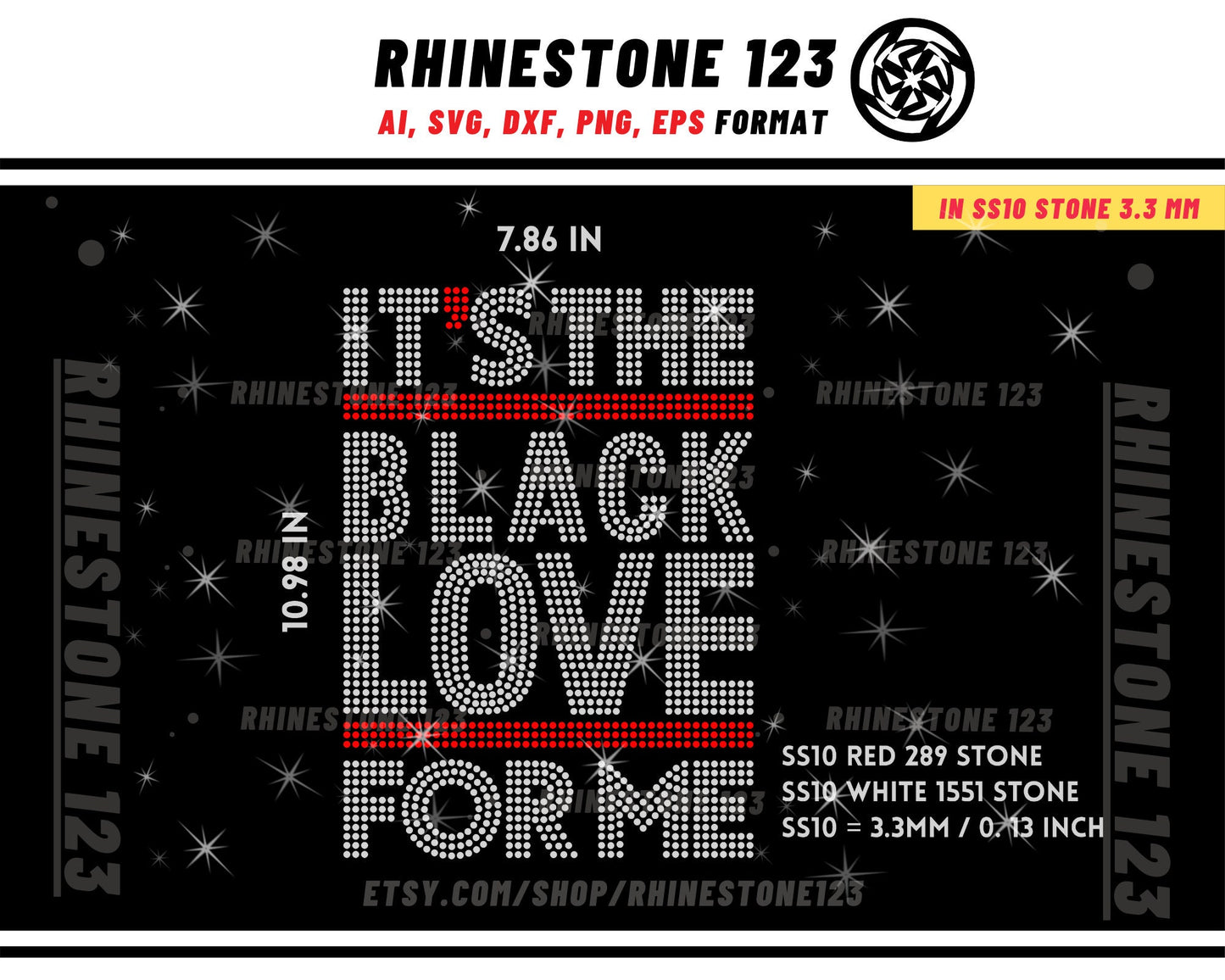 It's Black Love For Me Rhinestone Template for Cricut rhinestone template material rhinestone 10ss Instant Download File svg png cdr dxf eps