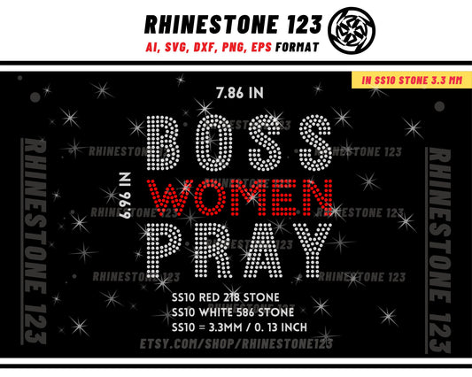 Boss Women Pray Rhinestone Template for Cricut rhinestone template material rhinestone 10ss Instant Download File ai svg png cdr dxf eps