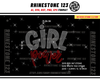 Girl Power Rhinestone Template for Cricut rhinestone template material rhinestone 10ss Instant Download File ai svg png cdr dxf eps