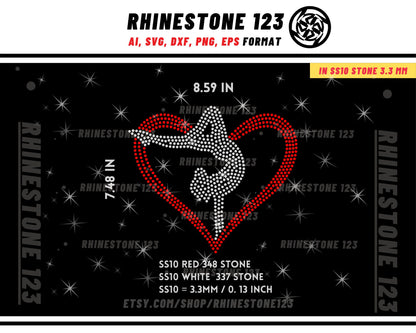 GYMNASTIC HEART Rhinestone Template for Cricut rhinestone template material rhinestone 10ss Instant Download File ai svg png cdr dxf eps