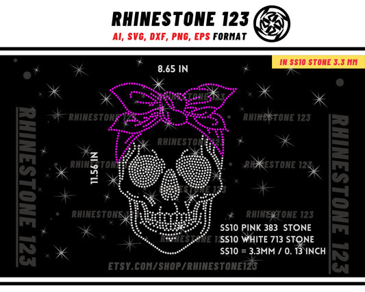 Bandana sugar skull Rhinestone Template for Cricut rhinestone template material rhinestone 10ss Instant Download File ai svg png cdr dxf eps