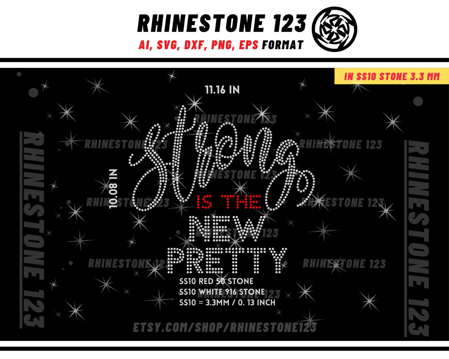 Pretty Strong Rhinestone Template for Cricut rhinestone template material rhinestone 10ss Instant Download File ai svg png cdr dxf eps