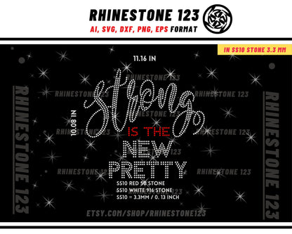 Pretty Strong Rhinestone Template for Cricut rhinestone template material rhinestone 10ss Instant Download File ai svg png cdr dxf eps