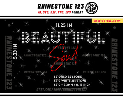 Beautiful Soul Rhinestone Template for Cricut rhinestone template material rhinestone 10ss Instant Download File ai svg png cdr dxf eps